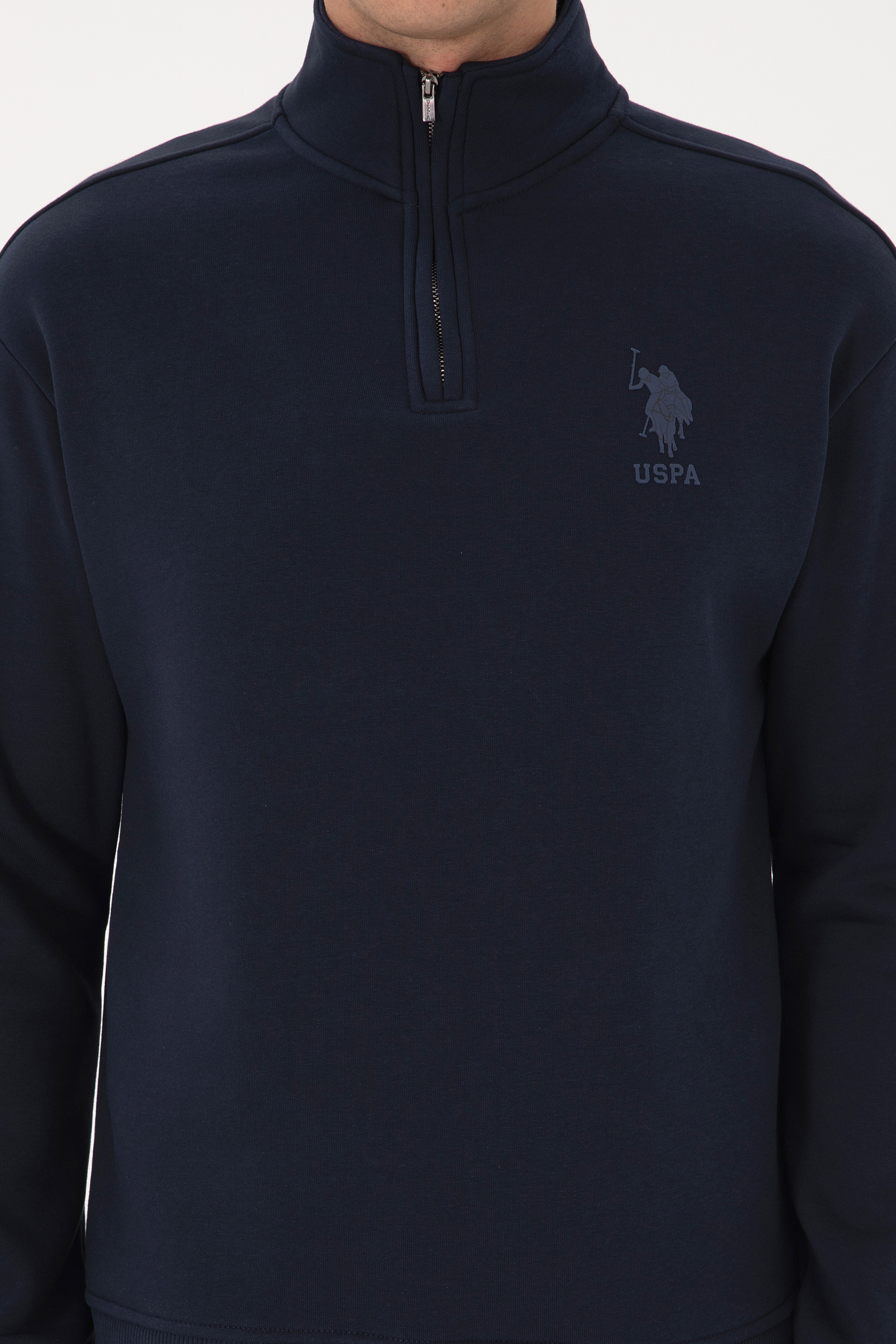 Erkek Comfort Fit Yarım Fermuarlı Lacivert Sweatshirt - Image 6