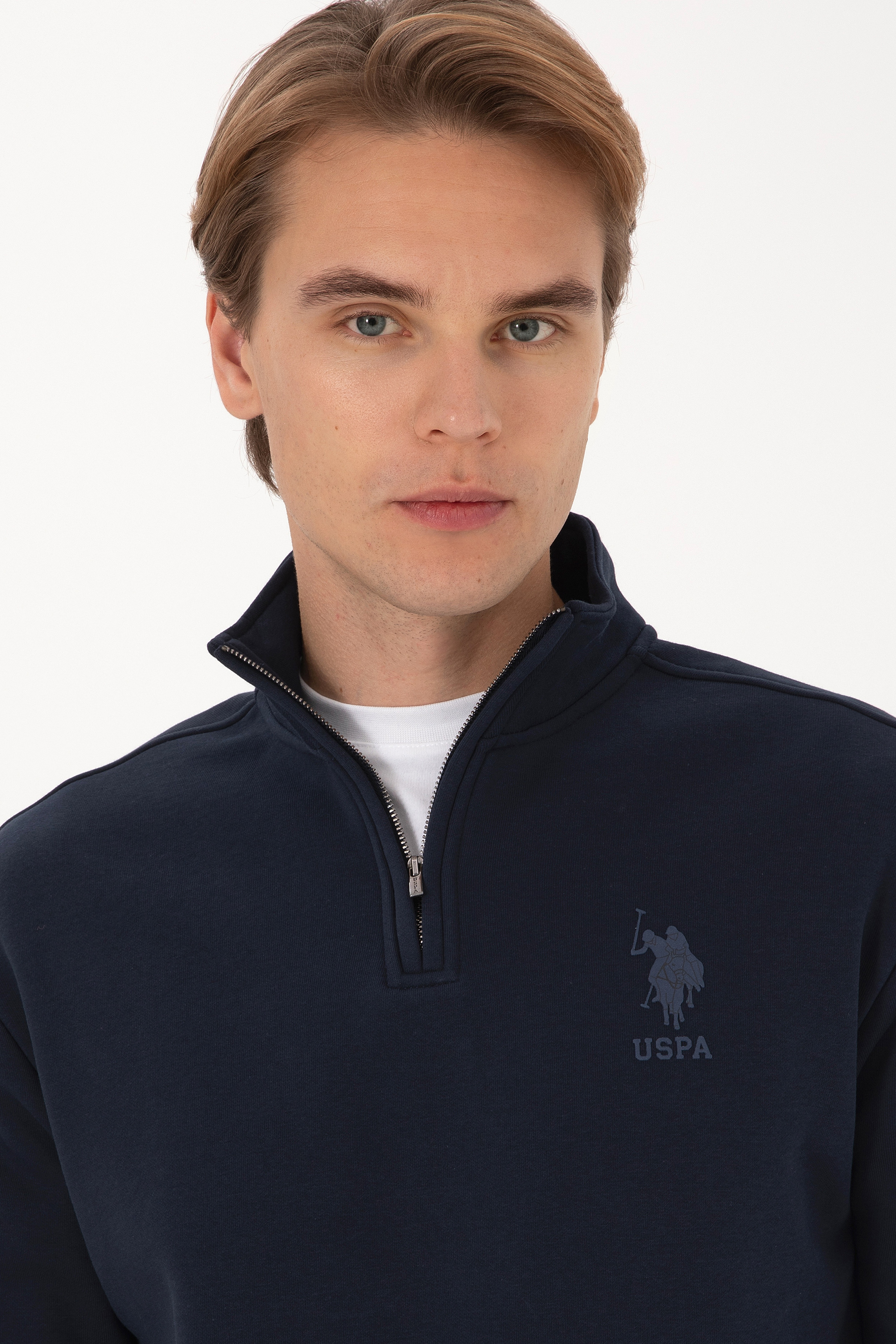 Erkek Comfort Fit Yarım Fermuarlı Lacivert Sweatshirt - Image 2