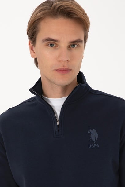Erkek Comfort Fit Yarım Fermuarlı Lacivert Sweatshirt