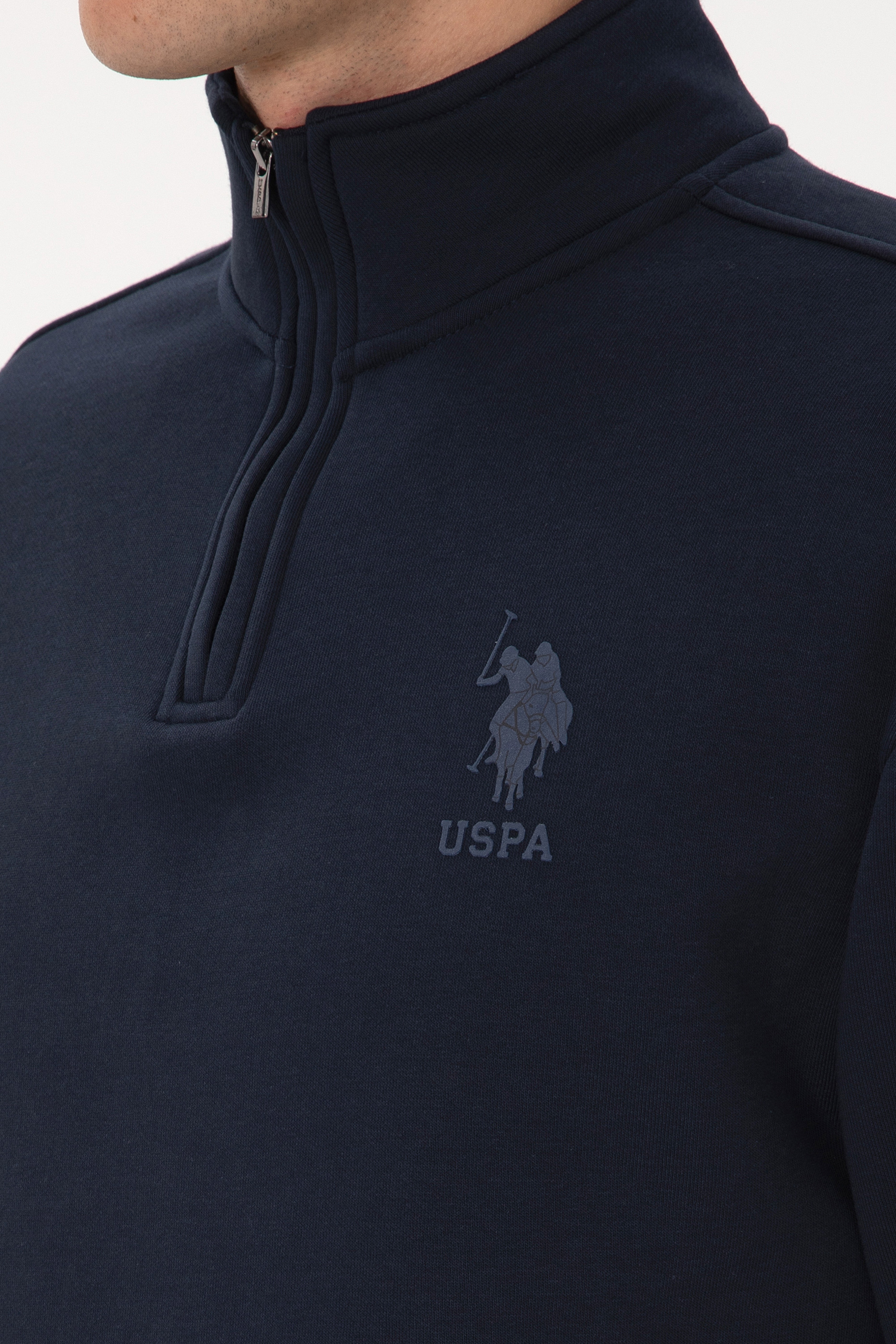 Erkek Comfort Fit Yarım Fermuarlı Lacivert Sweatshirt - Image 7
