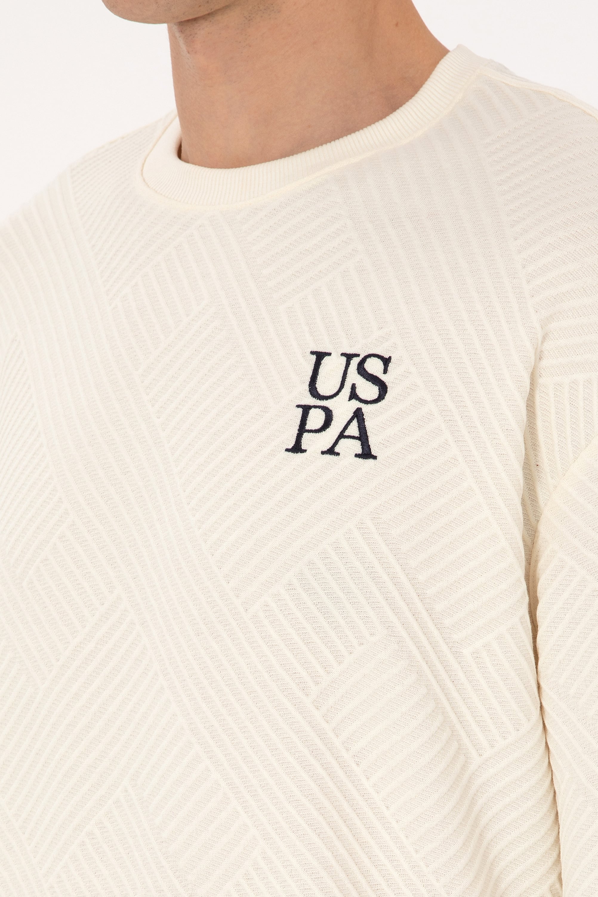 Erkek Oversize Fit Bisiklet Yaka Krem Sweatshirt