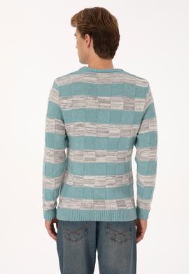 Erkek Regular Fit Bisiklet Yaka Mint Kazak - 50307829014