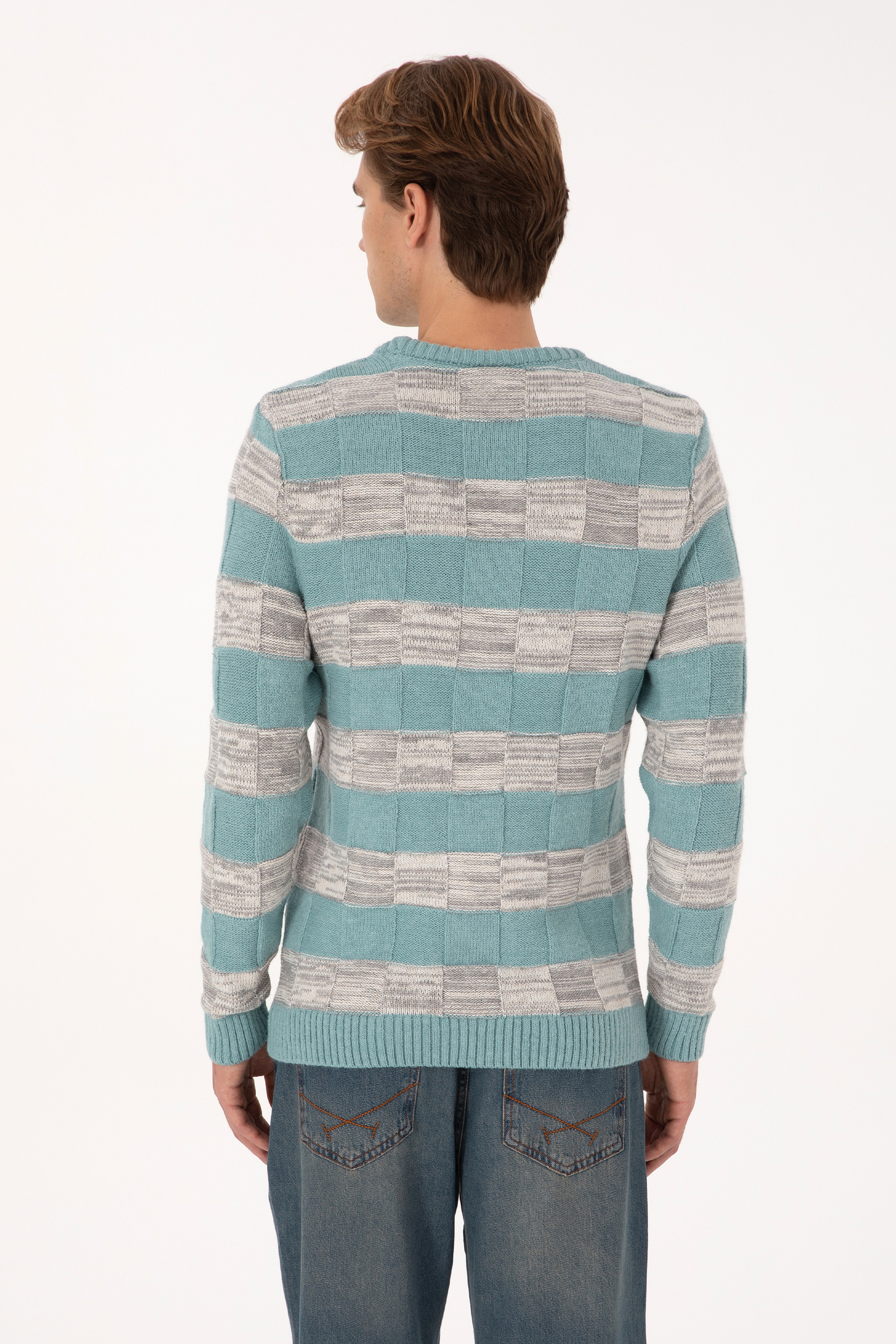 Erkek Regular Fit Bisiklet Yaka Mint Kazak - Image 5