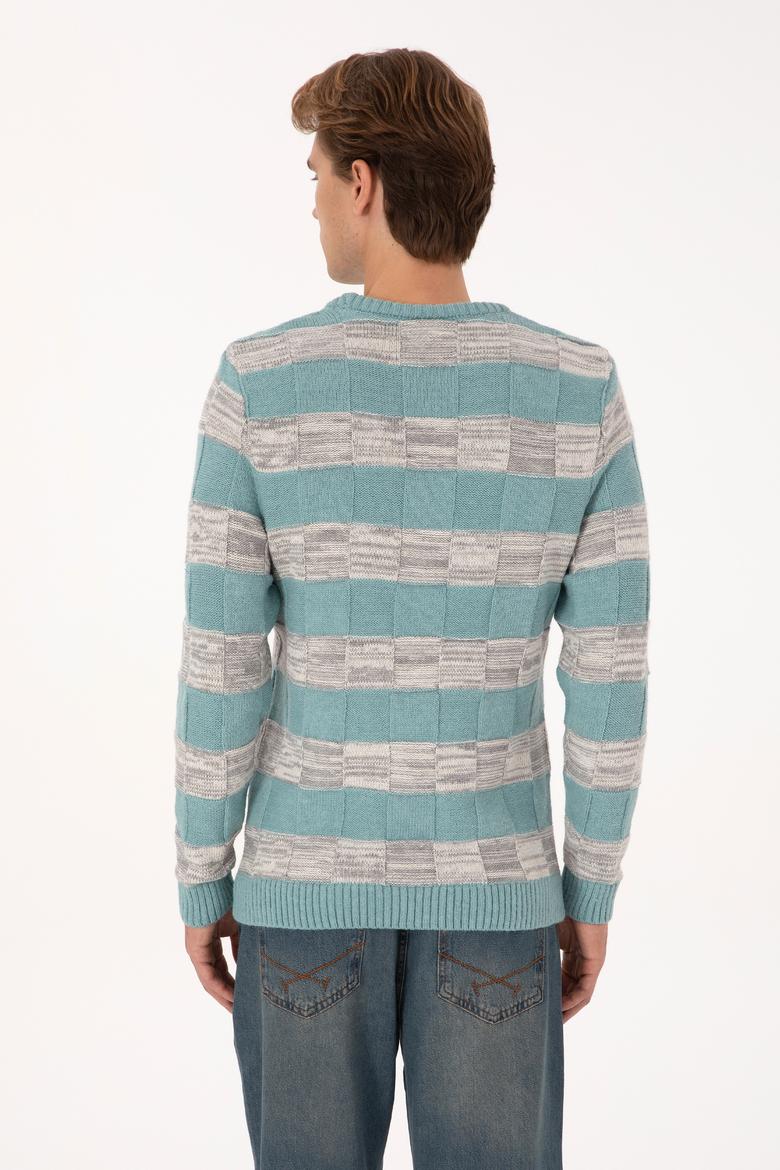 Erkek Regular Fit Bisiklet Yaka Mint Kazak - 50307829014