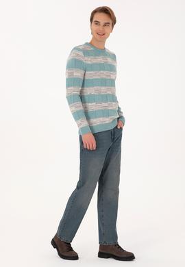 Erkek Regular Fit Bisiklet Yaka Mint Kazak - 50307829014