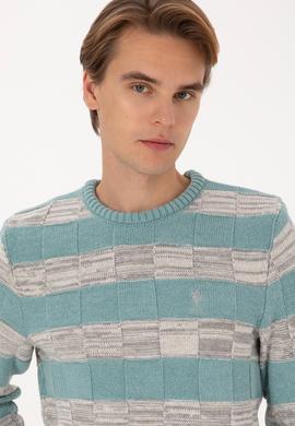 Erkek Regular Fit Bisiklet Yaka Mint Kazak - 50307829014