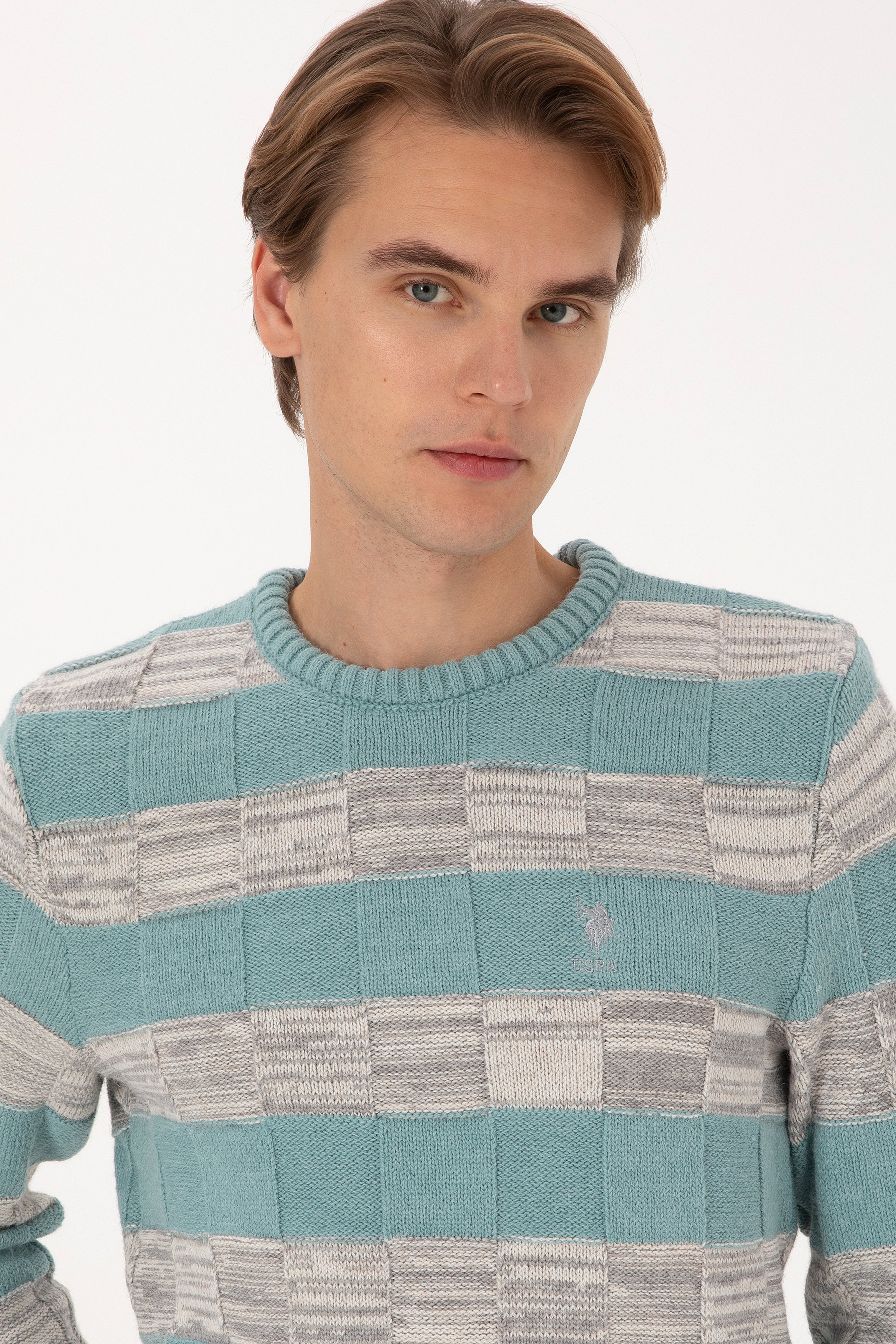 Erkek Regular Fit Bisiklet Yaka Mint Kazak - Image 2