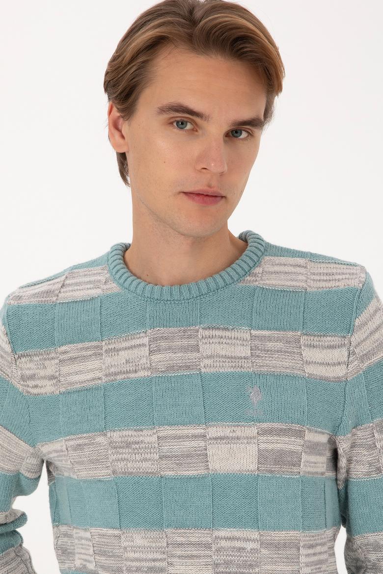 Erkek Regular Fit Bisiklet Yaka Mint Kazak - 50307829014