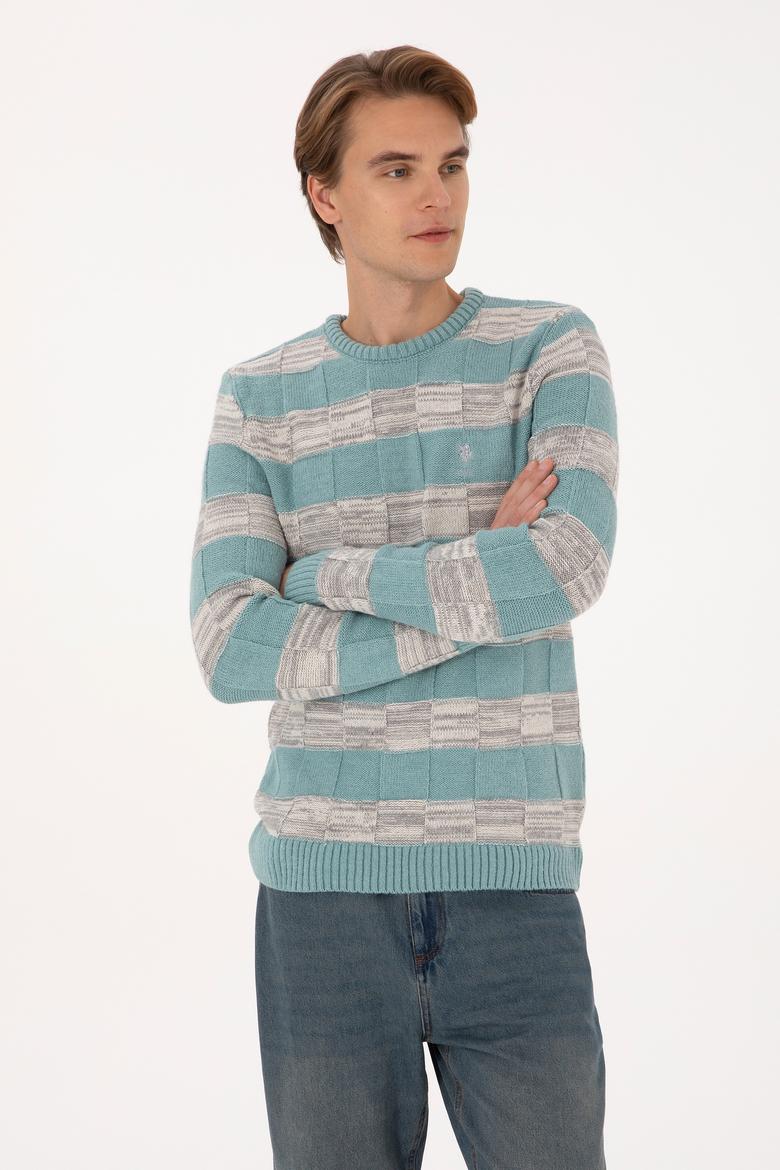 Erkek Regular Fit Bisiklet Yaka Mint Kazak - 50307829014