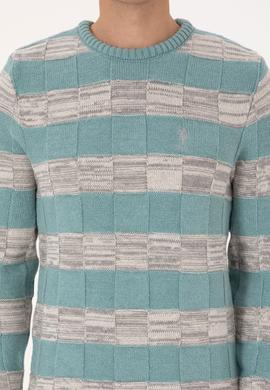 Erkek Regular Fit Bisiklet Yaka Mint Kazak - 50307829014