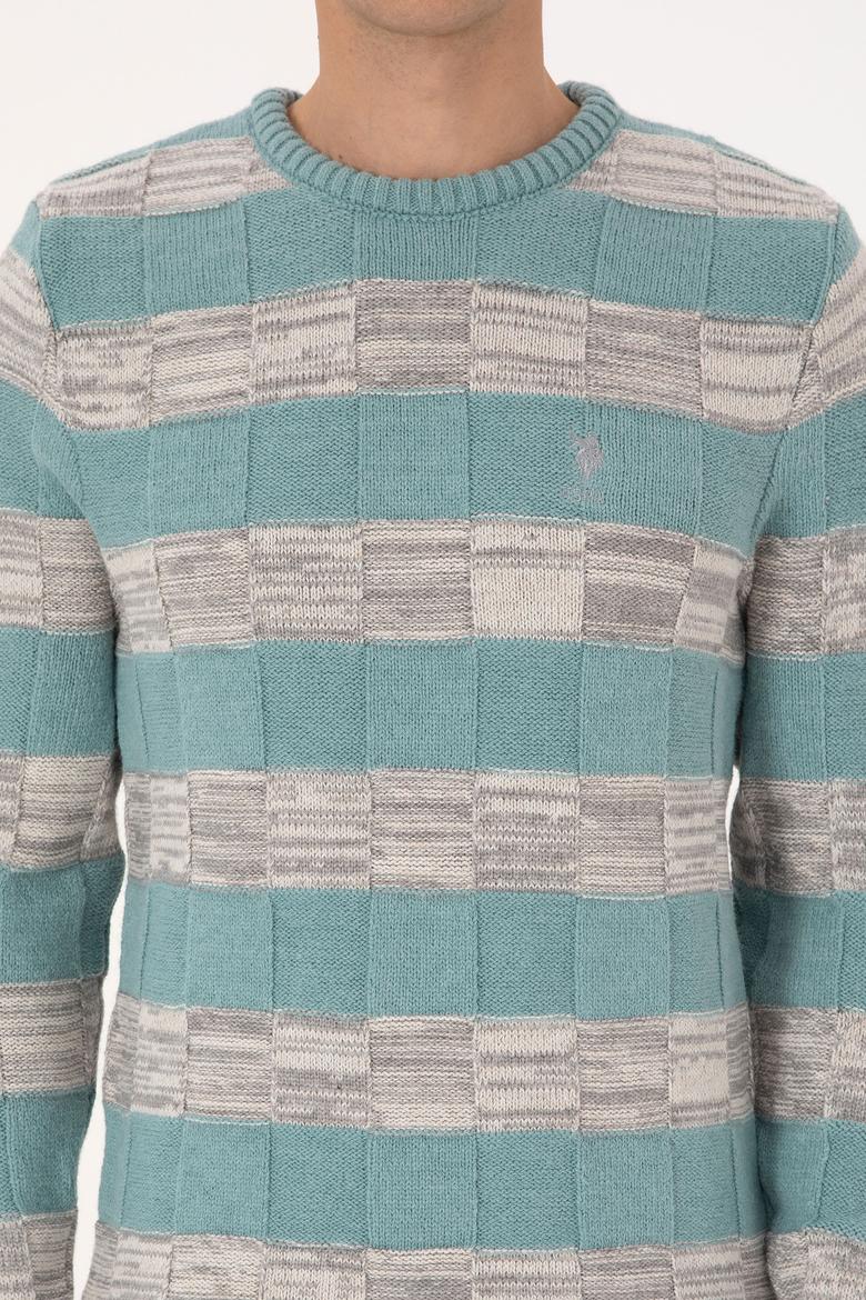 Erkek Regular Fit Bisiklet Yaka Mint Kazak - 50307829014