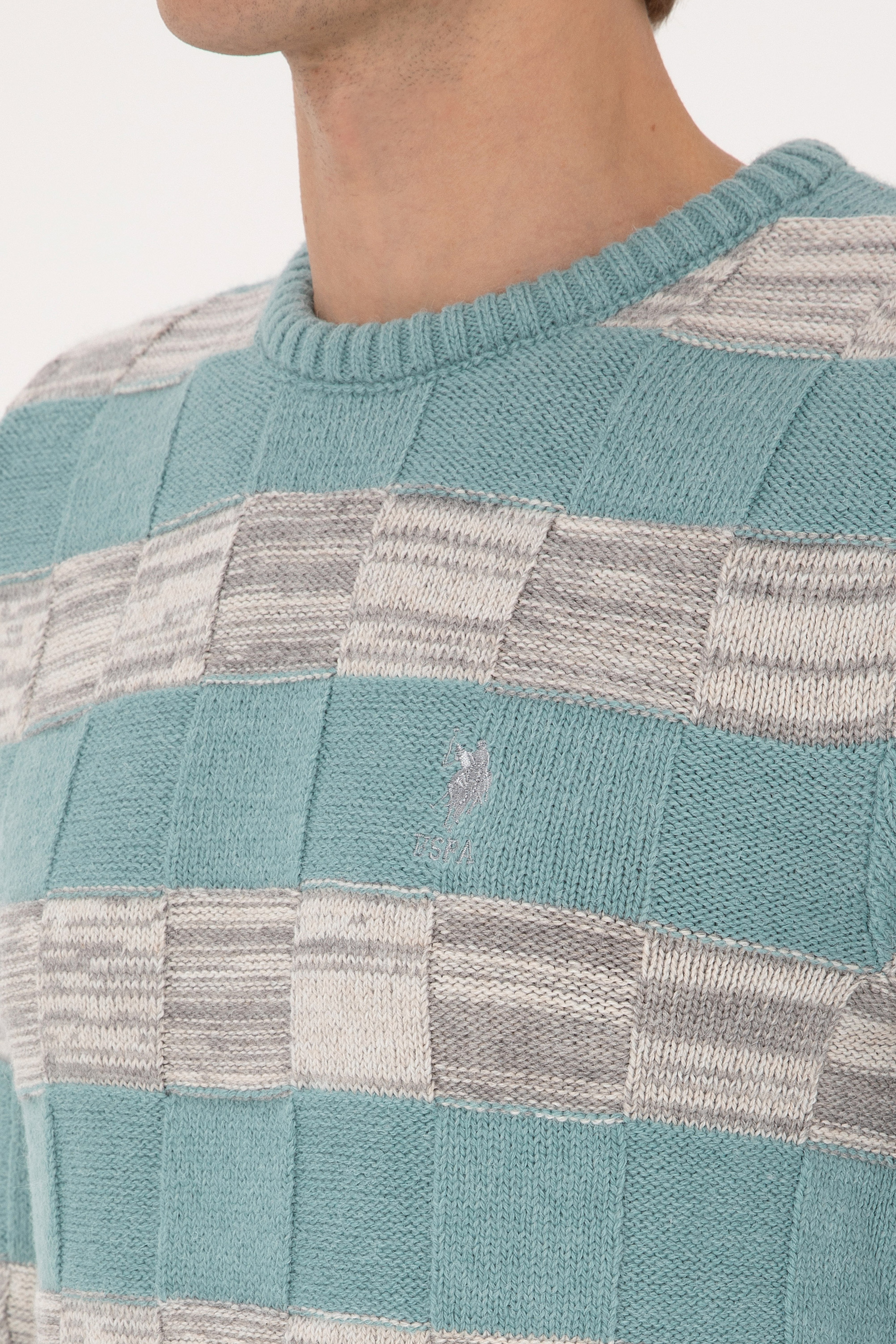 Erkek Regular Fit Bisiklet Yaka Mint Kazak