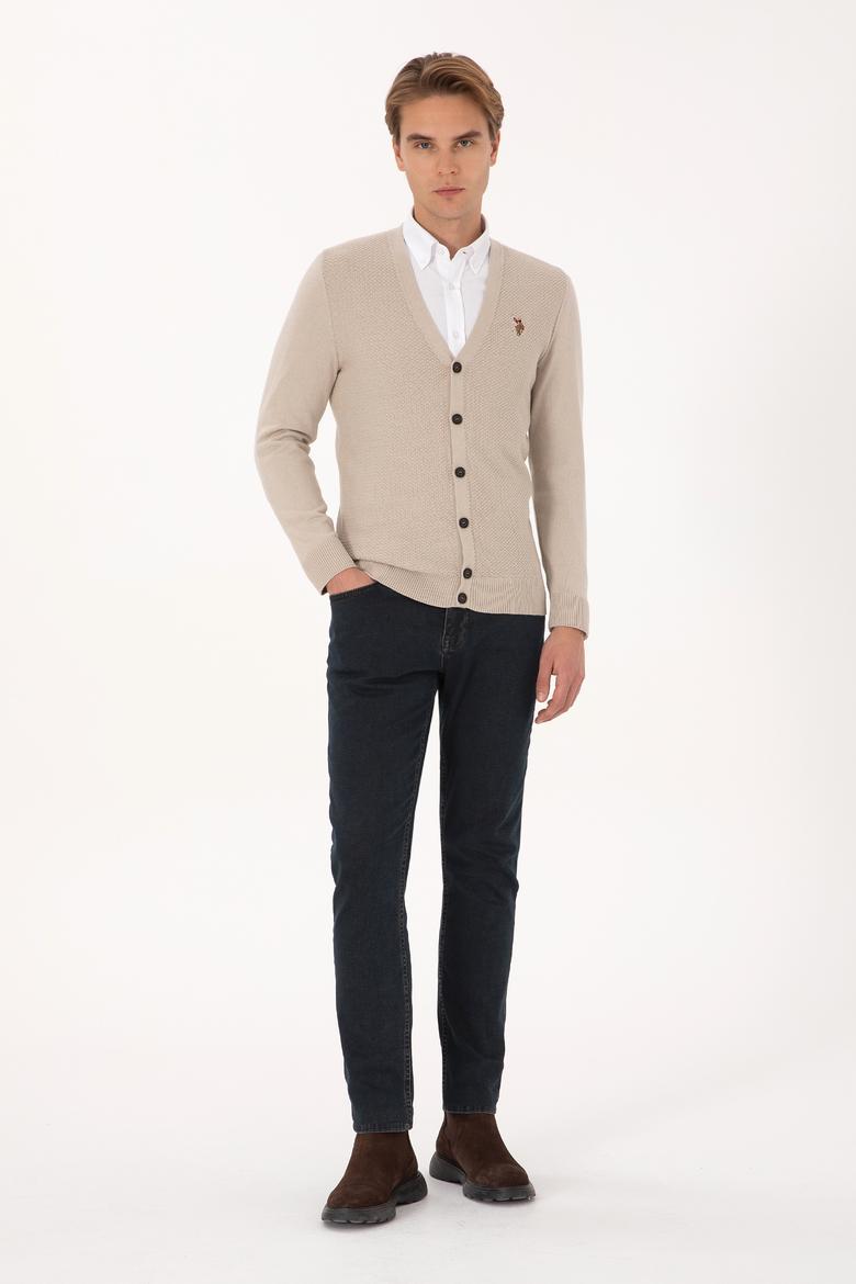 Erkek Taş Melanj Basic Triko Hırka - 50307952057