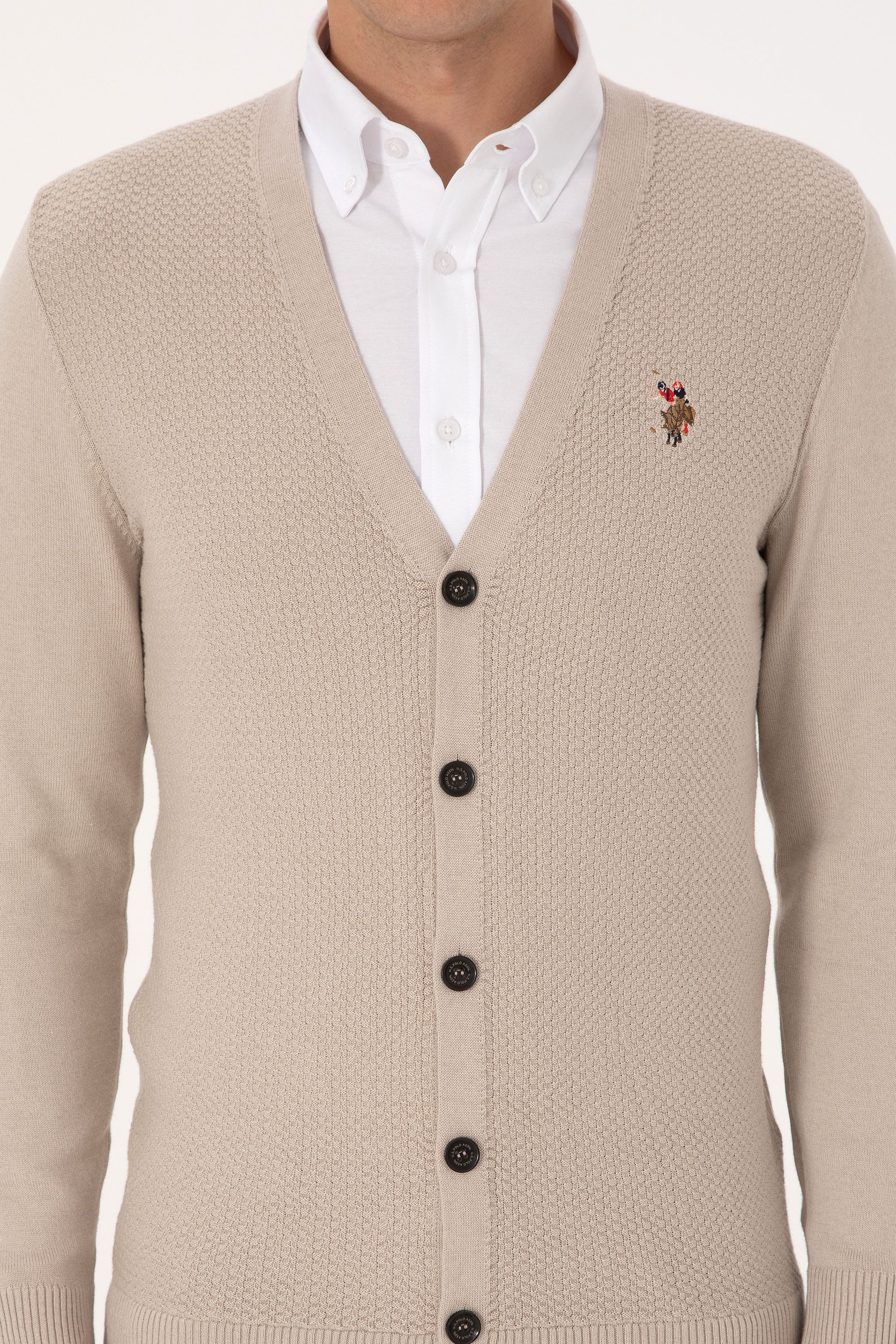 Erkek Taş Melanj Basic Triko Hırka - 50307952057