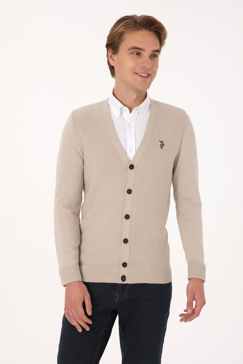 Erkek Taş Melanj Basic Triko Hırka - 50307952057