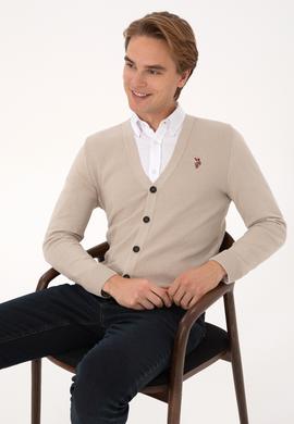 Erkek Taş Melanj Basic Triko Hırka - 50307952057