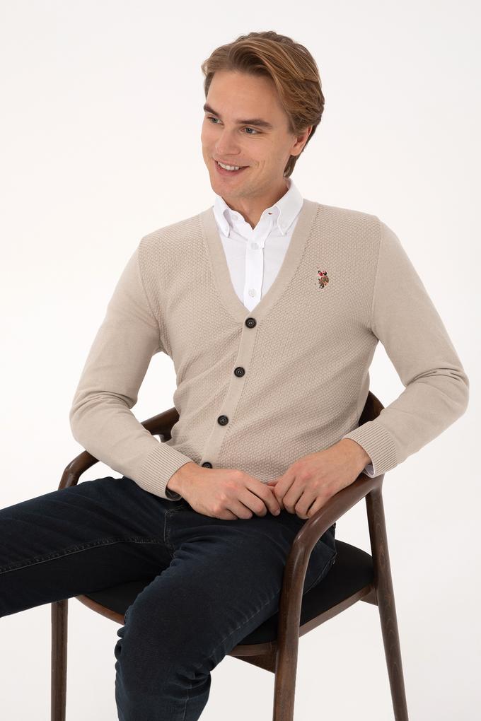 Erkek Taş Melanj Basic Triko Hırka