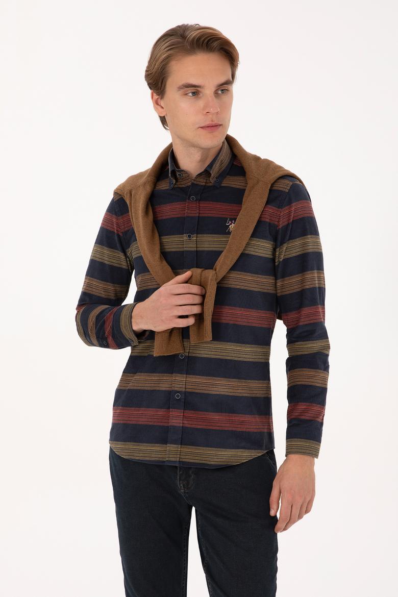 Erkek Açık Lacivert Uzun Kollu Gömlek