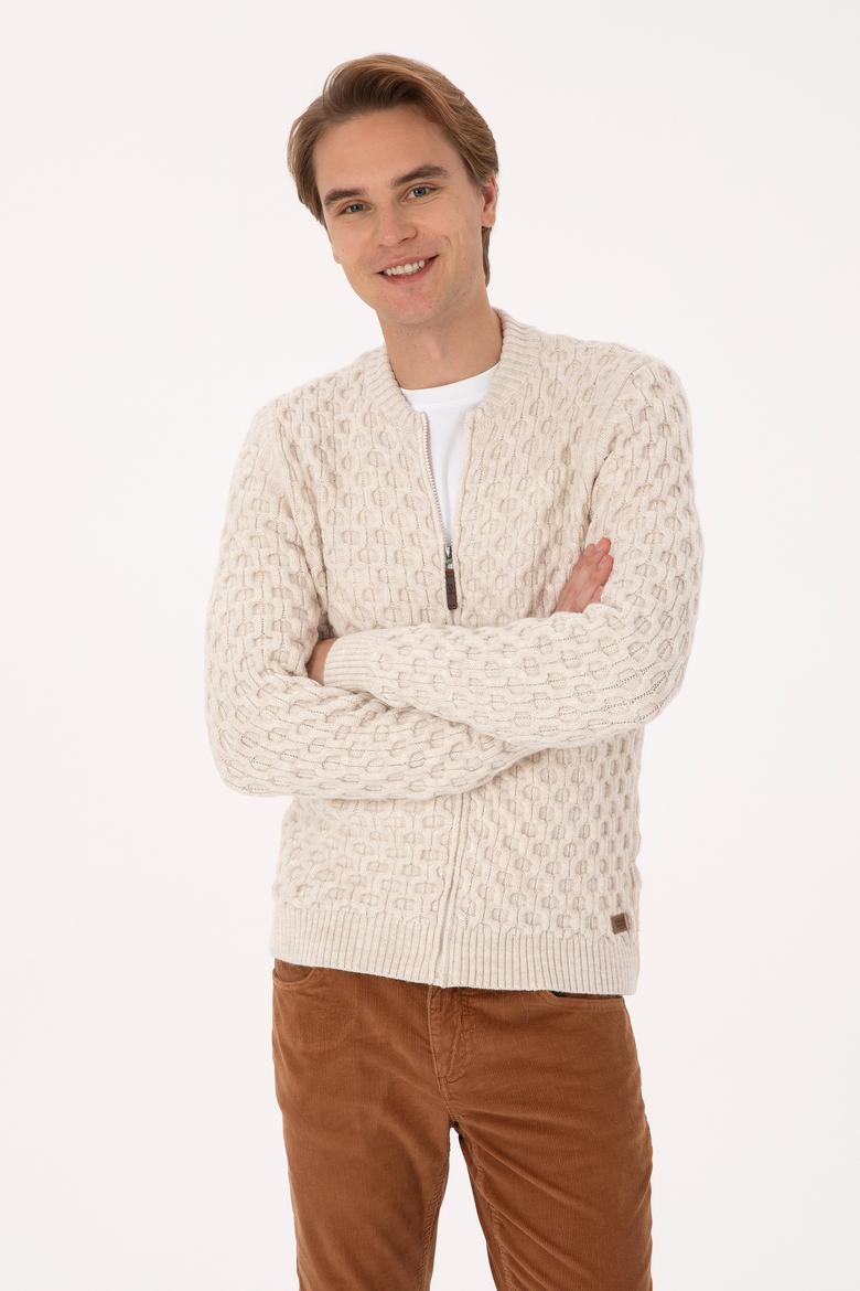 Erkek Krem Triko Hırka - 50308216014