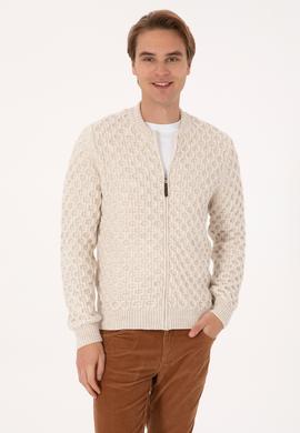 Erkek Krem Triko Hırka - 50308216014