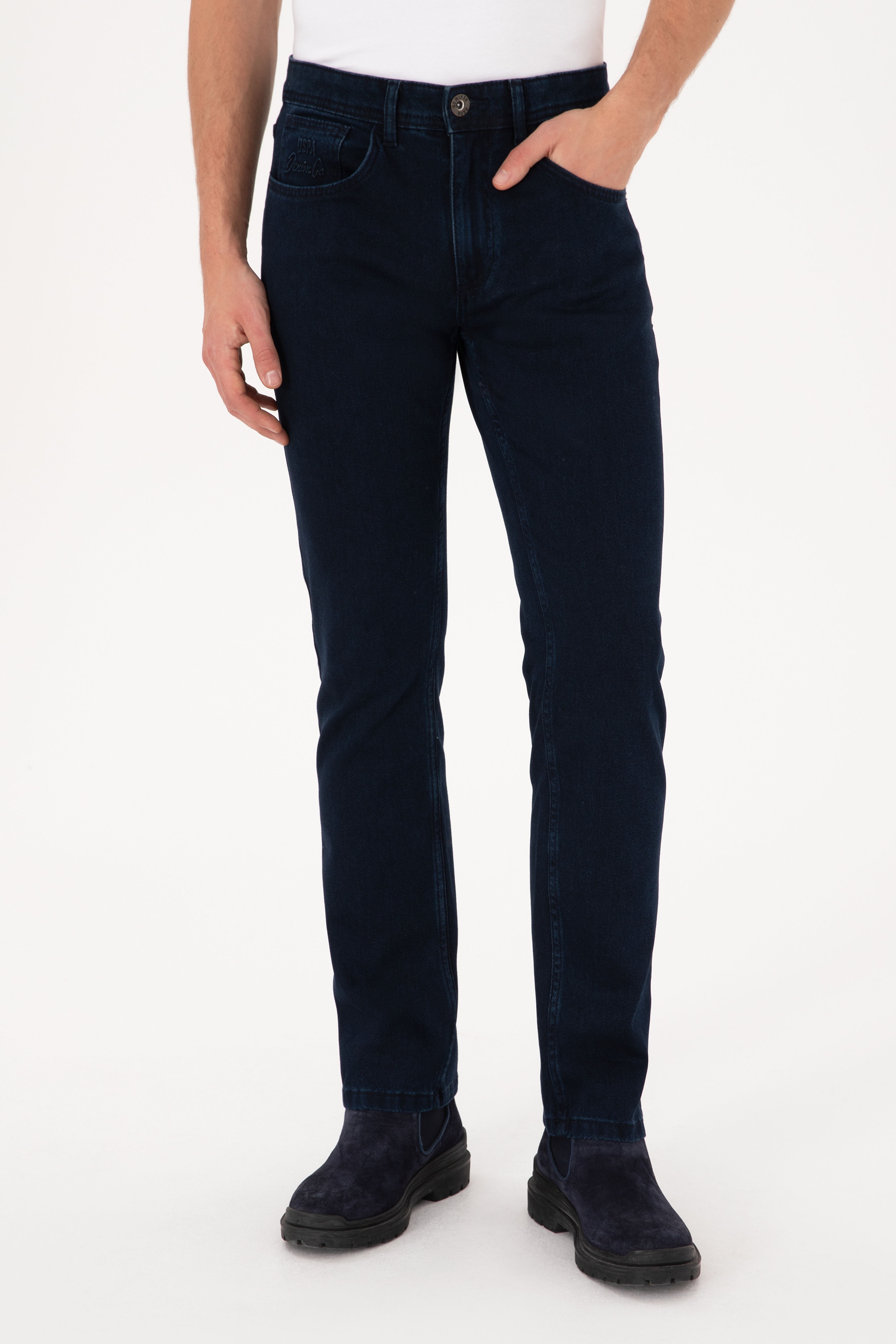 Erkek Lacivert Straight Fit Jean Pantolon - Image 2