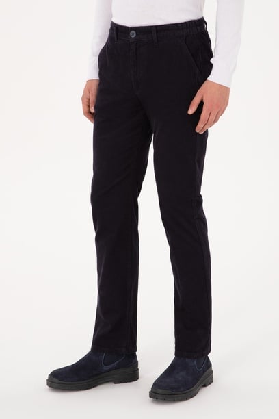 Erkek Regular Fit Lacivert Kanvas Pantolon