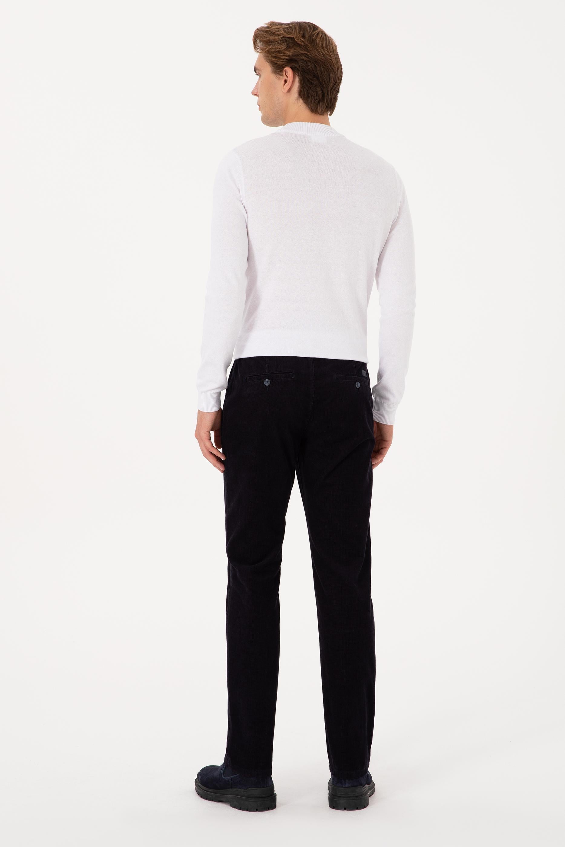 Erkek Lacivert Kanvas Pantolon