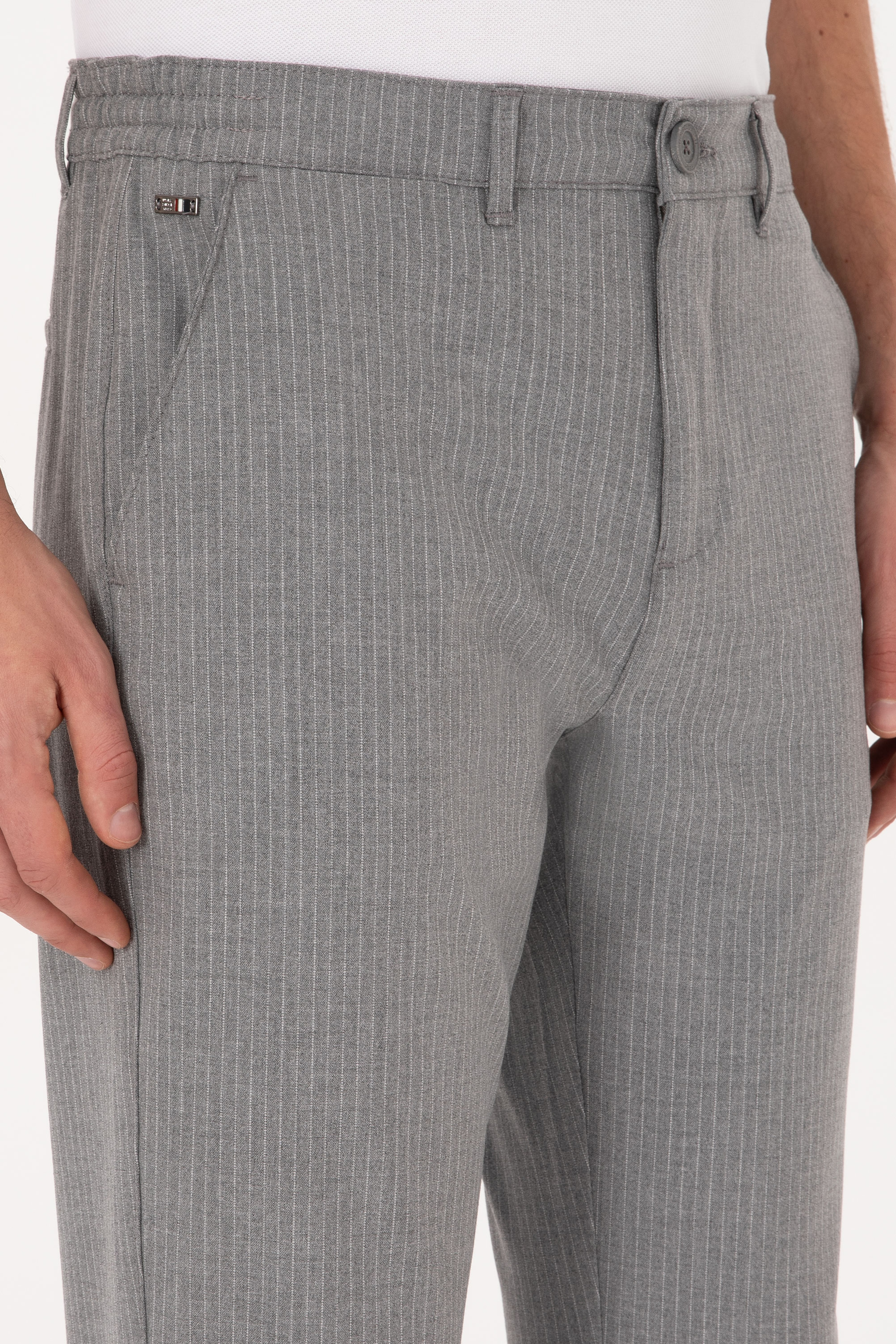 Erkek Carrot Fit Gri Kanvas Pantolon
