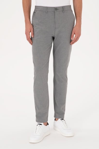 Erkek Carrot Fit Gri Kanvas Pantolon
