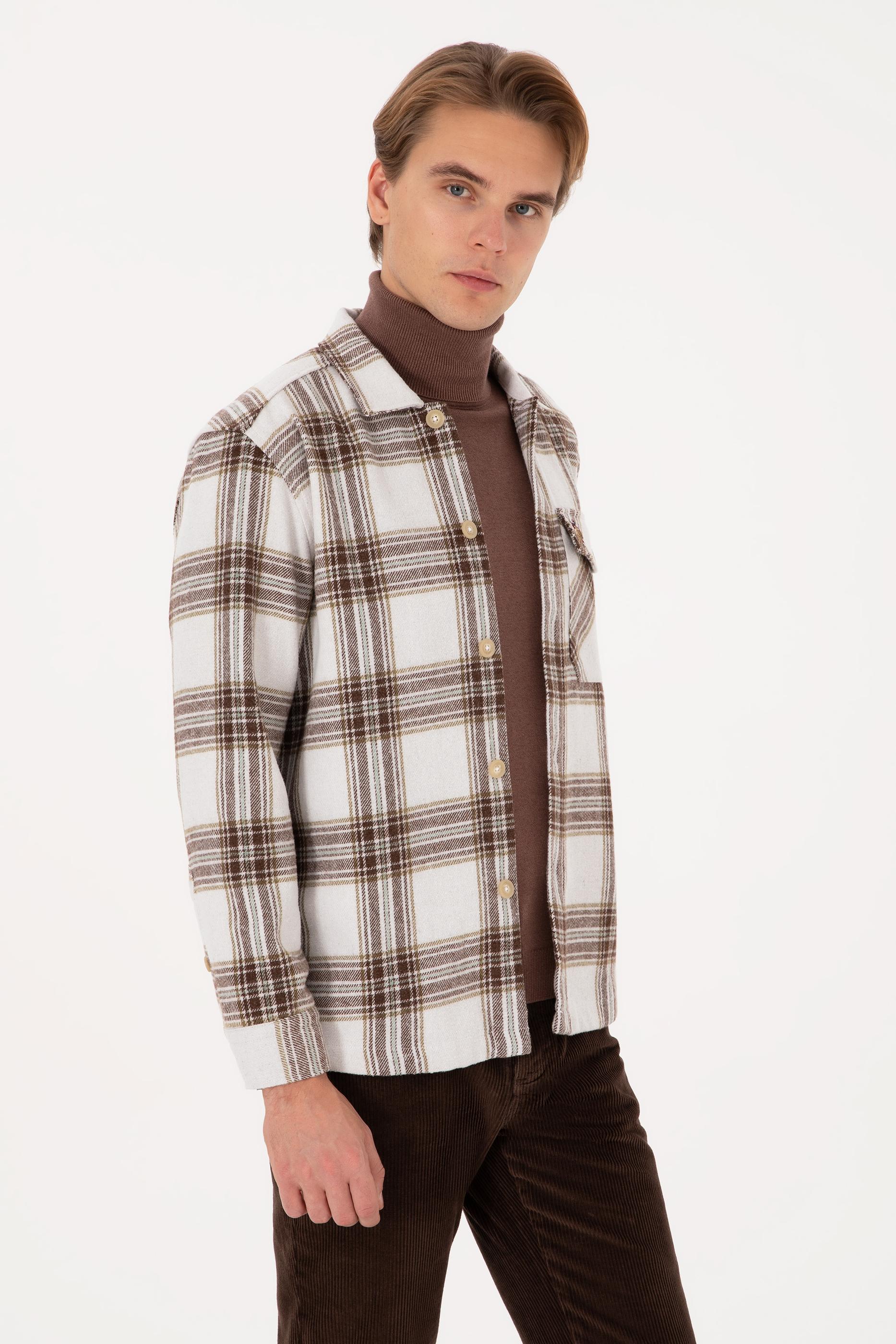 Erkek Haki Uzun Kollu Gömlek