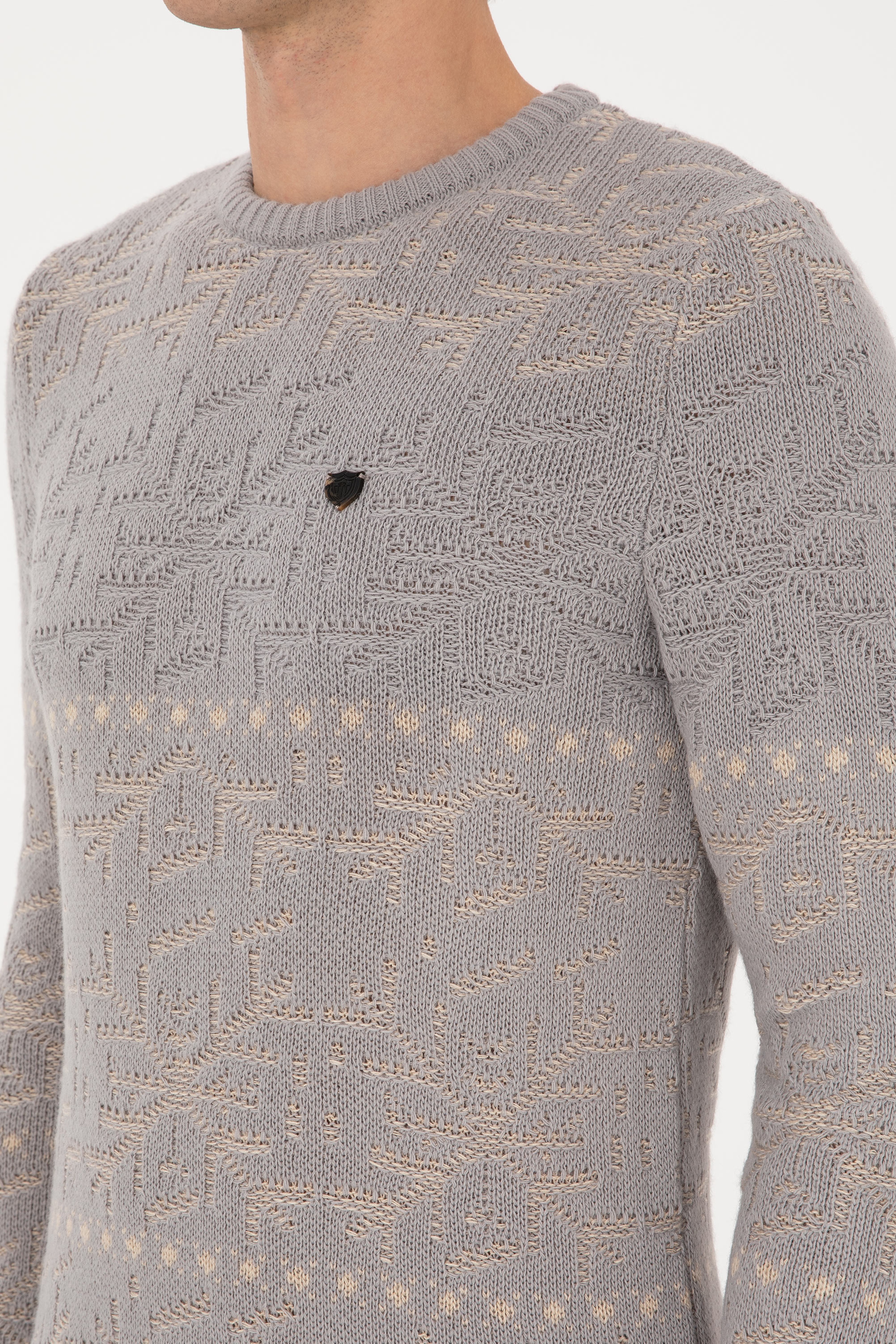 Erkek Comfort Fit Bisiklet Yaka Taş Kazak - Image 7