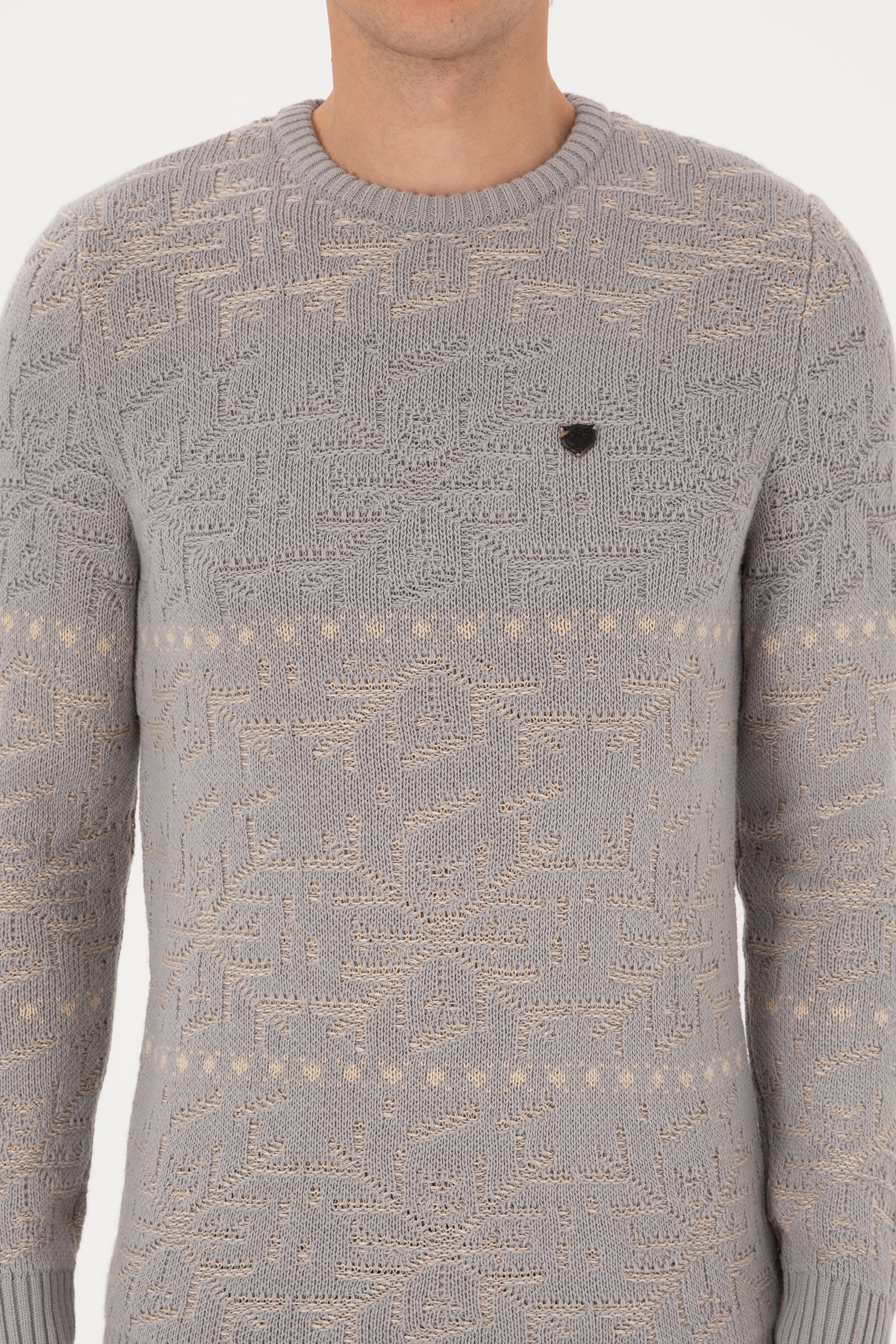 Erkek Comfort Fit Bisiklet Yaka Taş Kazak - Image 6