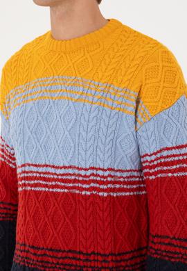 Erkek Comfort Fit Bisiklet Yaka Hardal Kazak - 50308306005