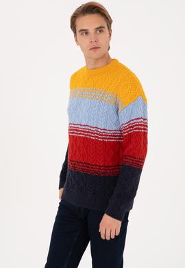 Erkek Comfort Fit Bisiklet Yaka Hardal Kazak - 50308306005