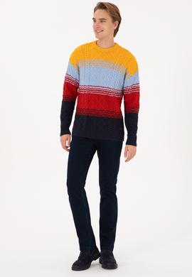 Erkek Comfort Fit Bisiklet Yaka Hardal Kazak - 50308306005