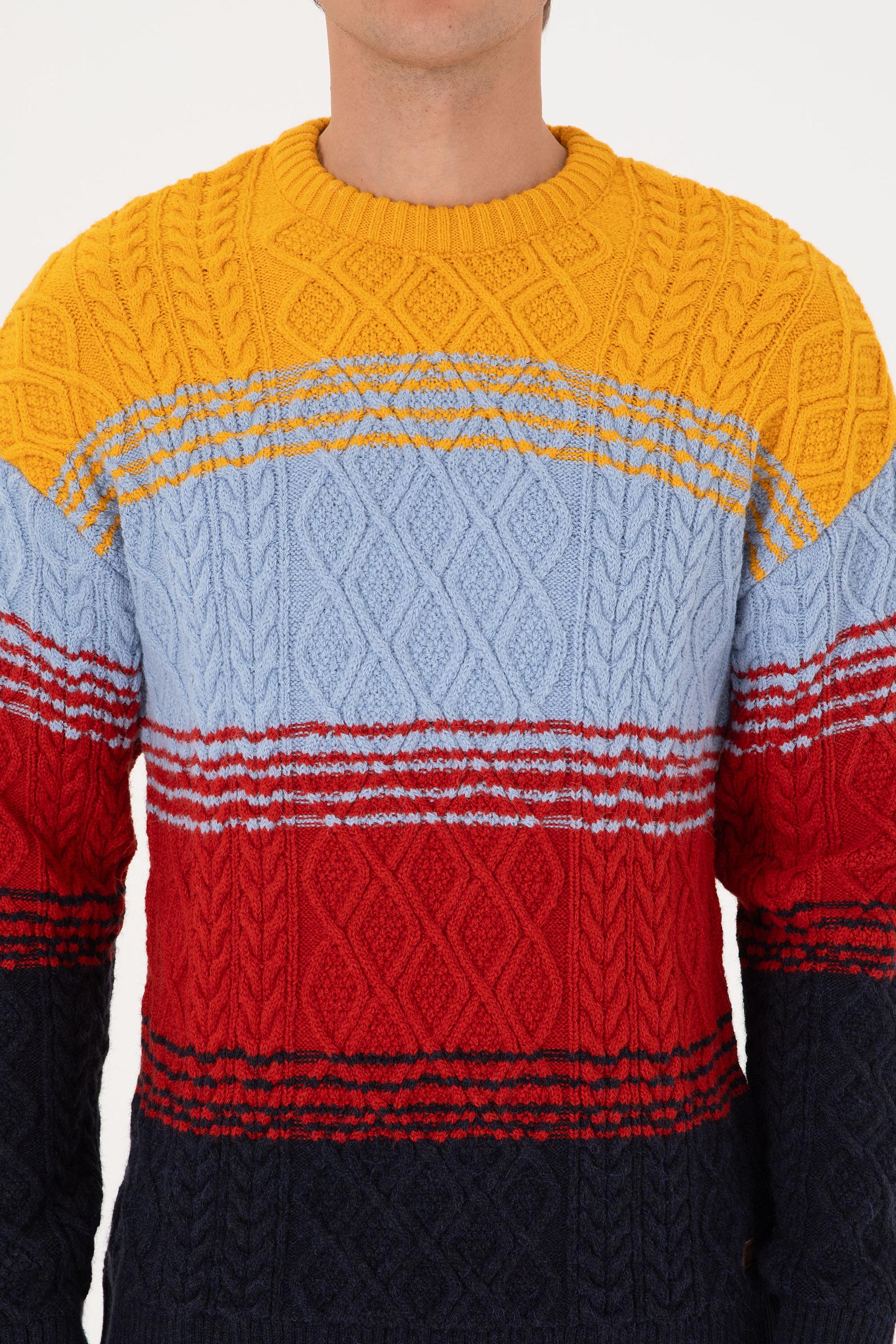 Erkek Comfort Fit Bisiklet Yaka Hardal Kazak