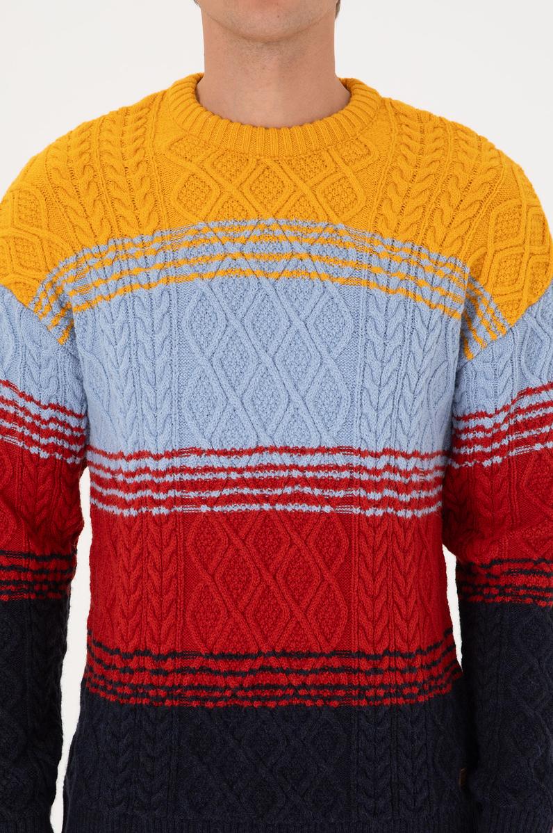 Erkek Comfort Fit Bisiklet Yaka Hardal Kazak