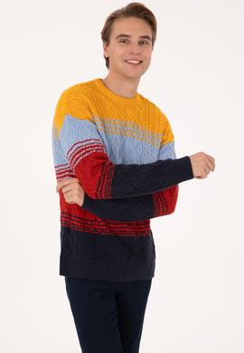 Erkek Comfort Fit Bisiklet Yaka Hardal Kazak - 50308306005