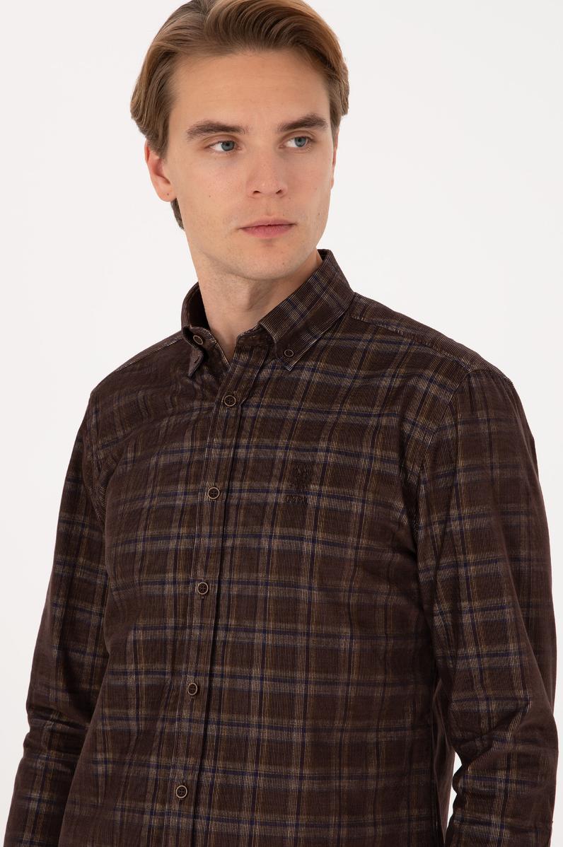 Erkek Kahverengi Uzun Kollu Gömlek