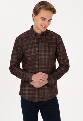 Erkek Kahverengi Uzun Kollu Gömlek - 50313425016