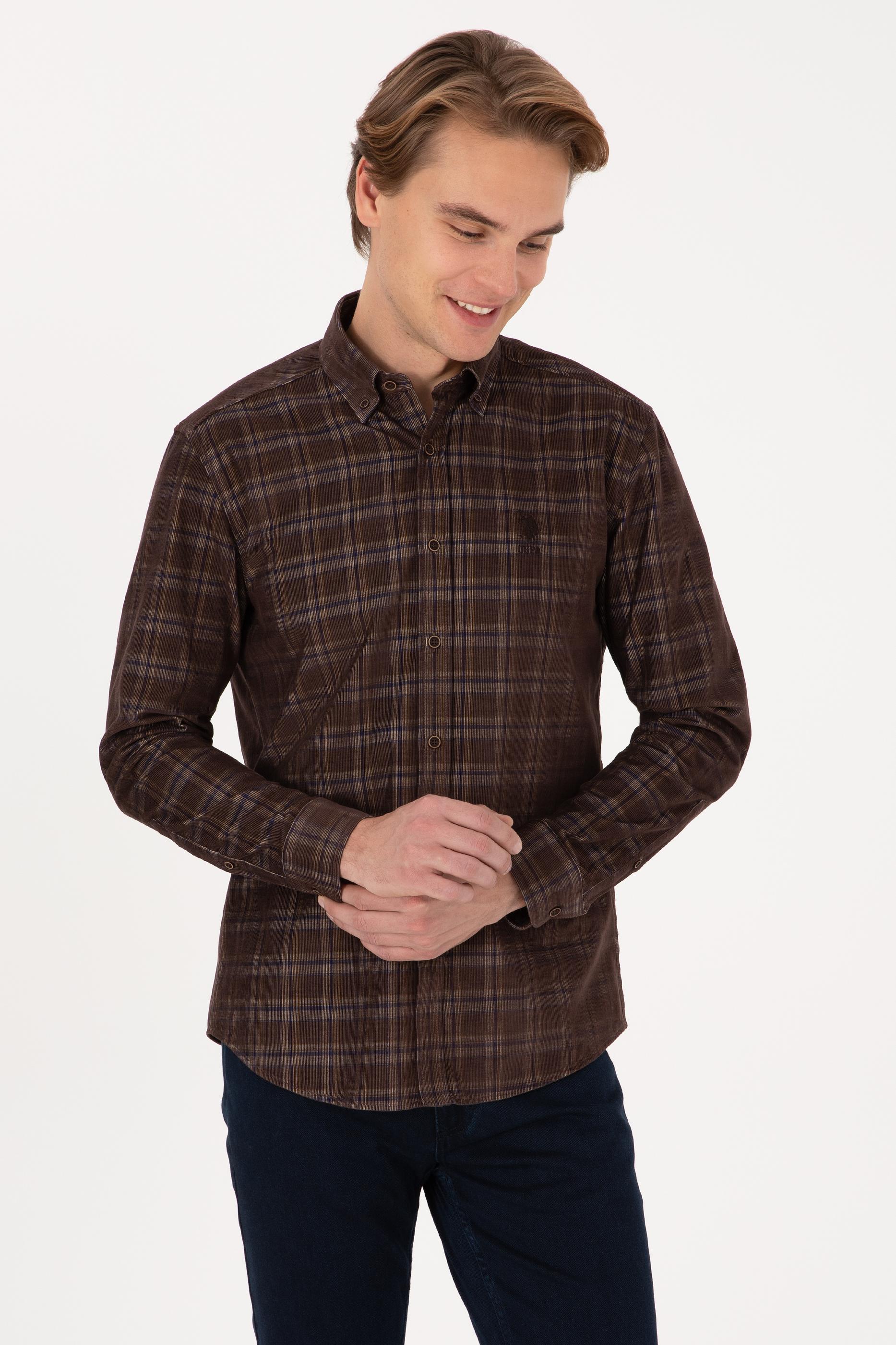 Erkek Kahverengi Uzun Kollu Gömlek