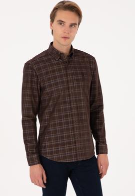 Erkek Kahverengi Uzun Kollu Gömlek - 50313425016