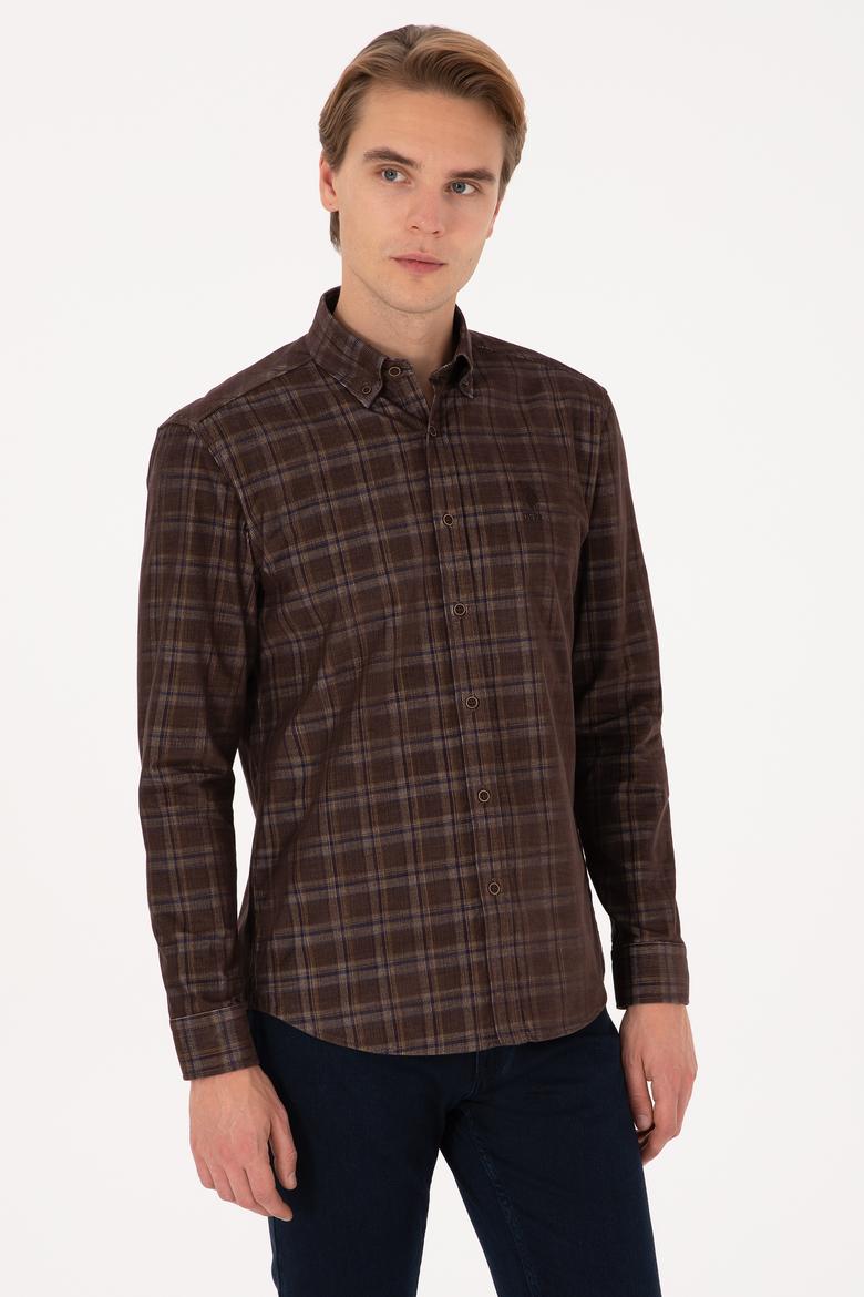 Erkek Kahverengi Uzun Kollu Gömlek