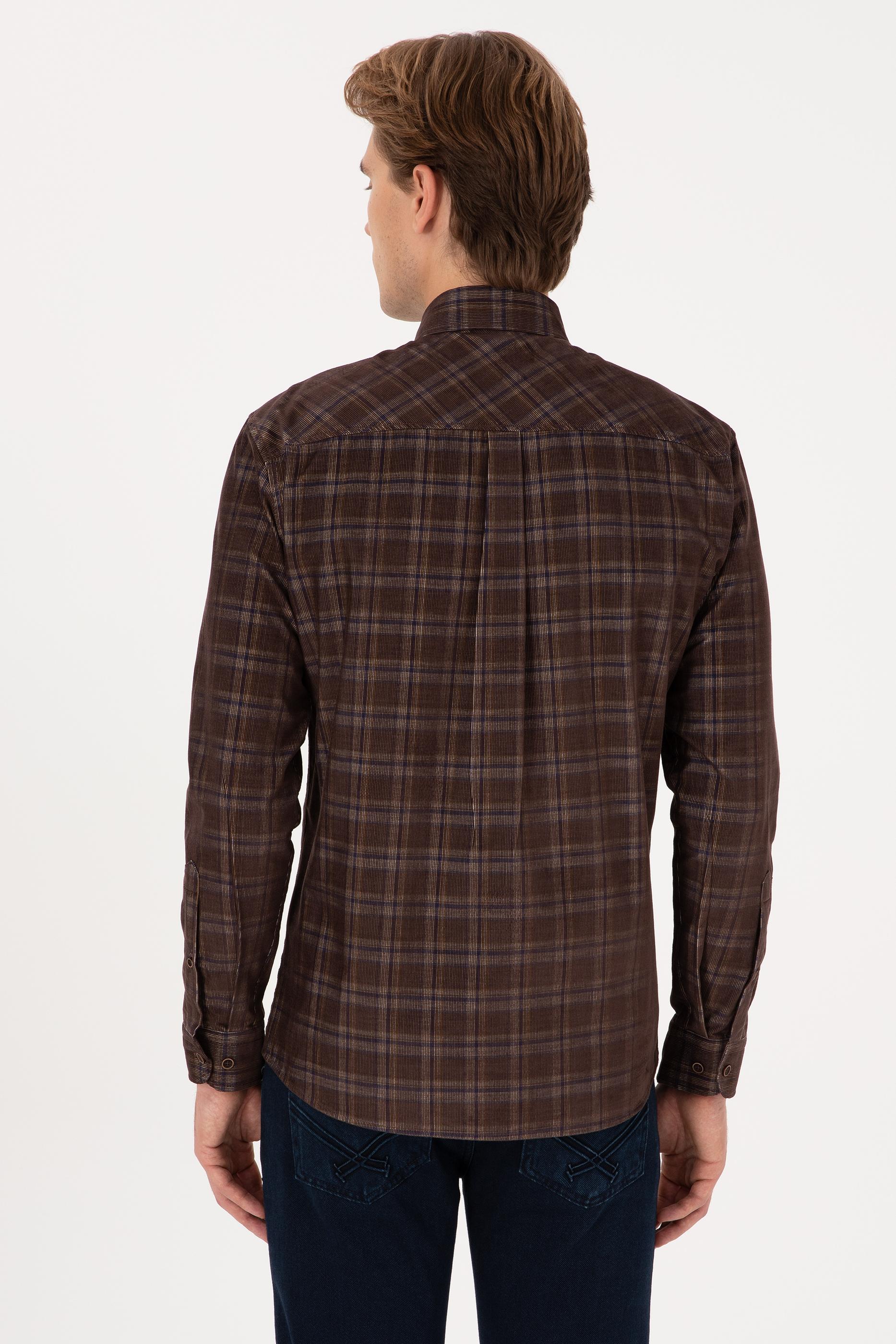 Erkek Kahverengi Uzun Kollu Gömlek