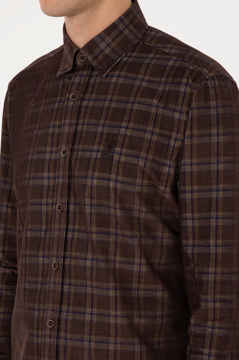 Erkek Kahverengi Uzun Kollu Gömlek