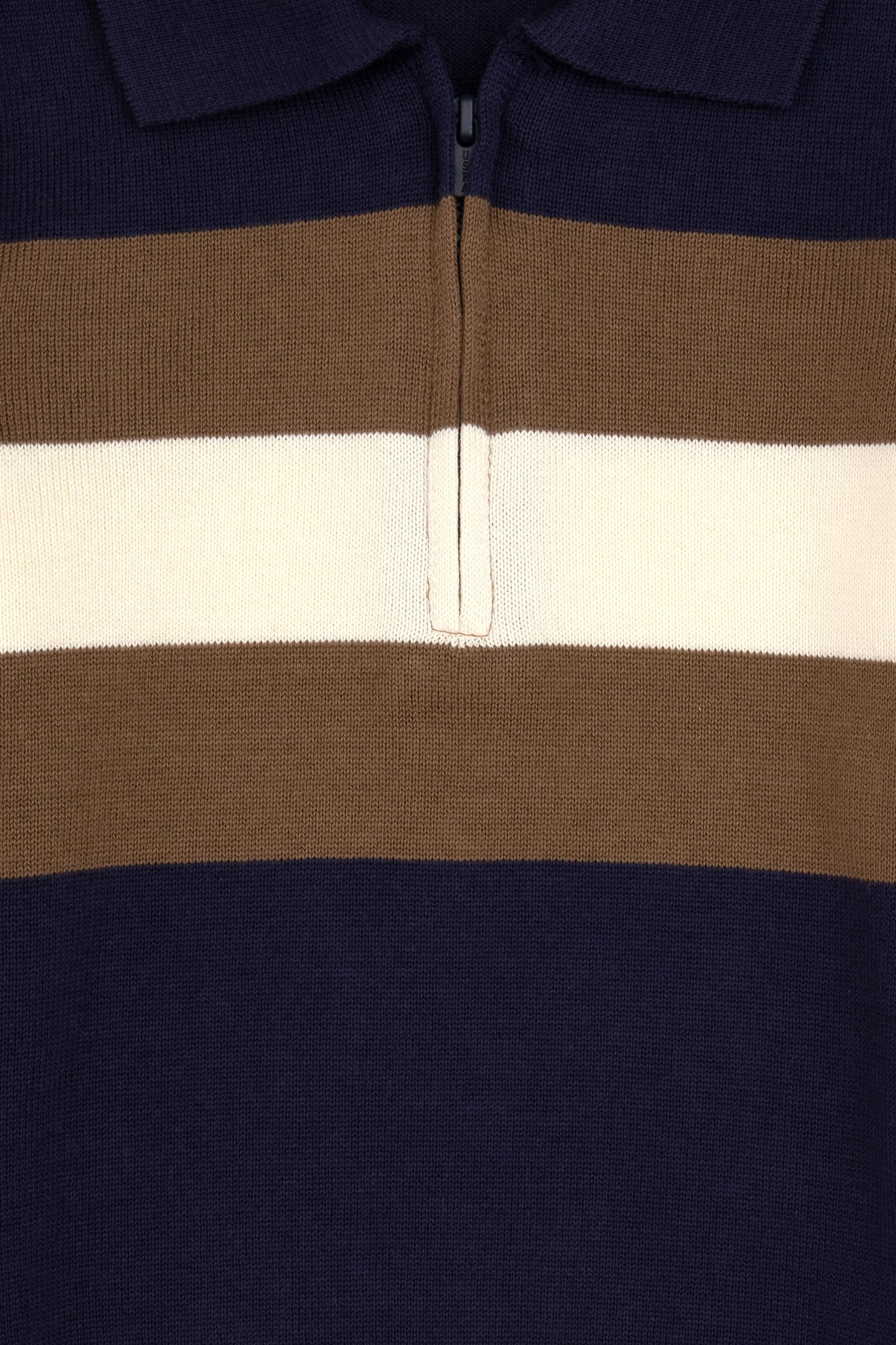 Erkek Çocuk Lacivert Polo Yaka Yarım Fermuarlı Kazak