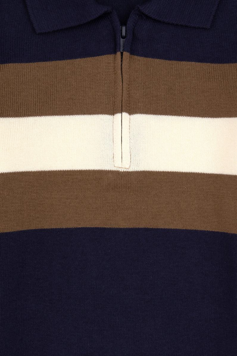 Erkek Çocuk Lacivert Polo Yaka Yarım Fermuarlı Kazak