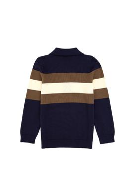 Erkek Çocuk Lacivert Polo Yaka Yarım Fermuarlı Kazak - 50315615008