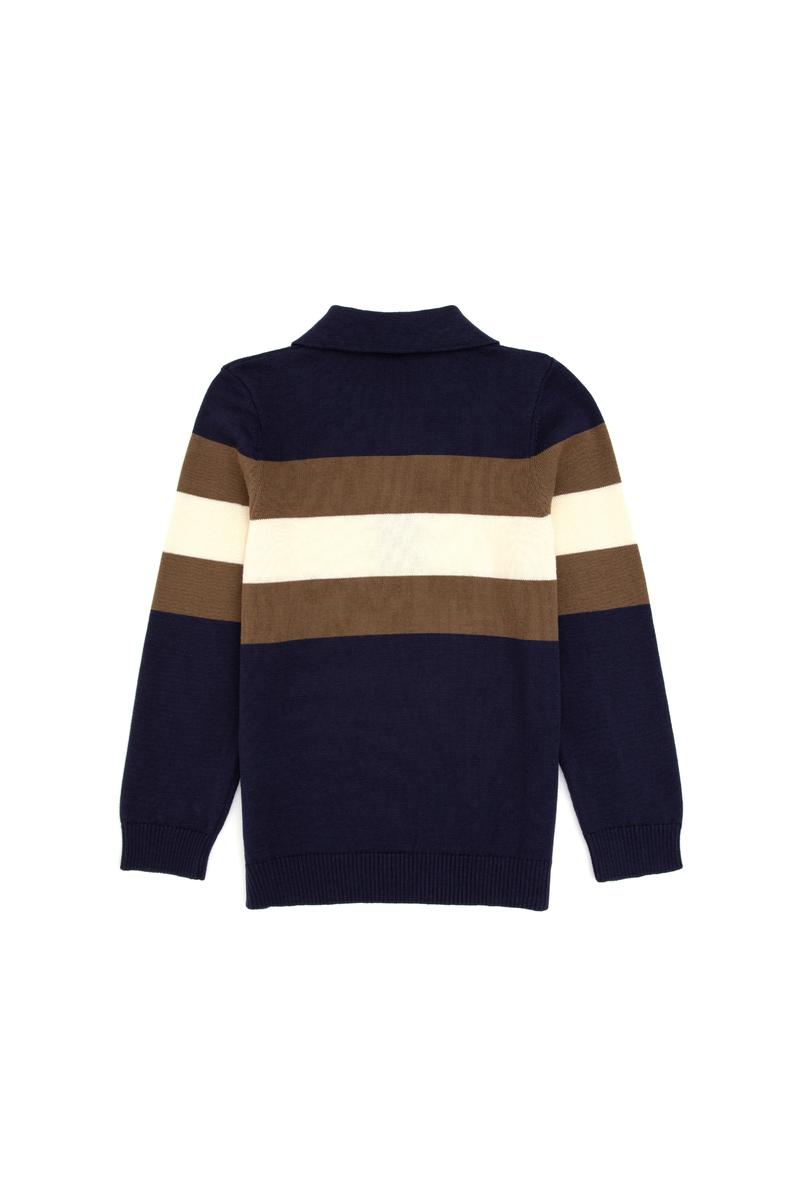 Erkek Çocuk Lacivert Polo Yaka Yarım Fermuarlı Kazak