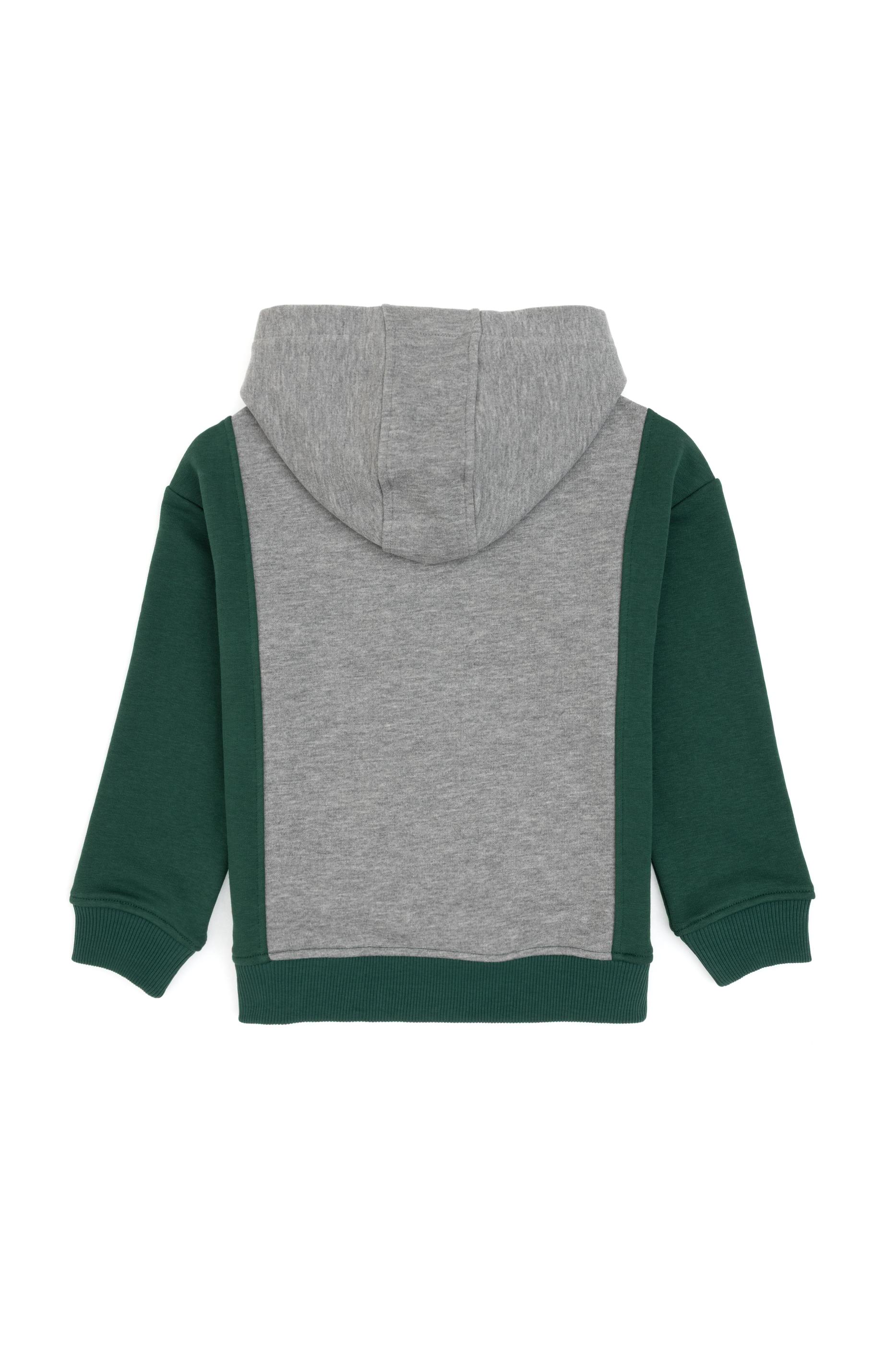 Erkek Çocuk Gri Melanj Kapüşonlu Sweatshirt